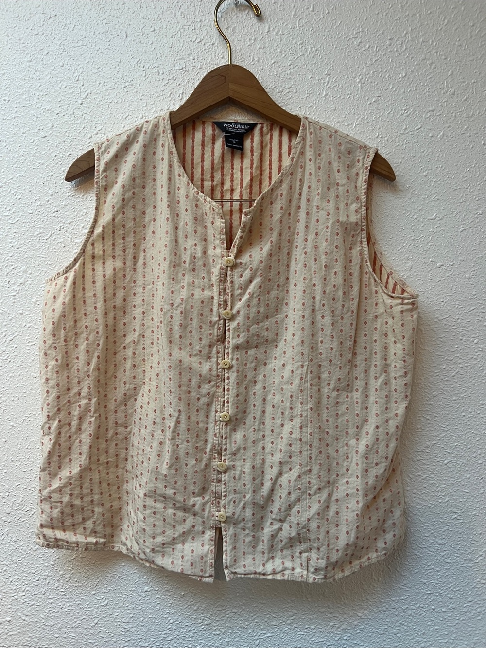 Woolrich Cream Tank Top with Red Dot & Stripe Print